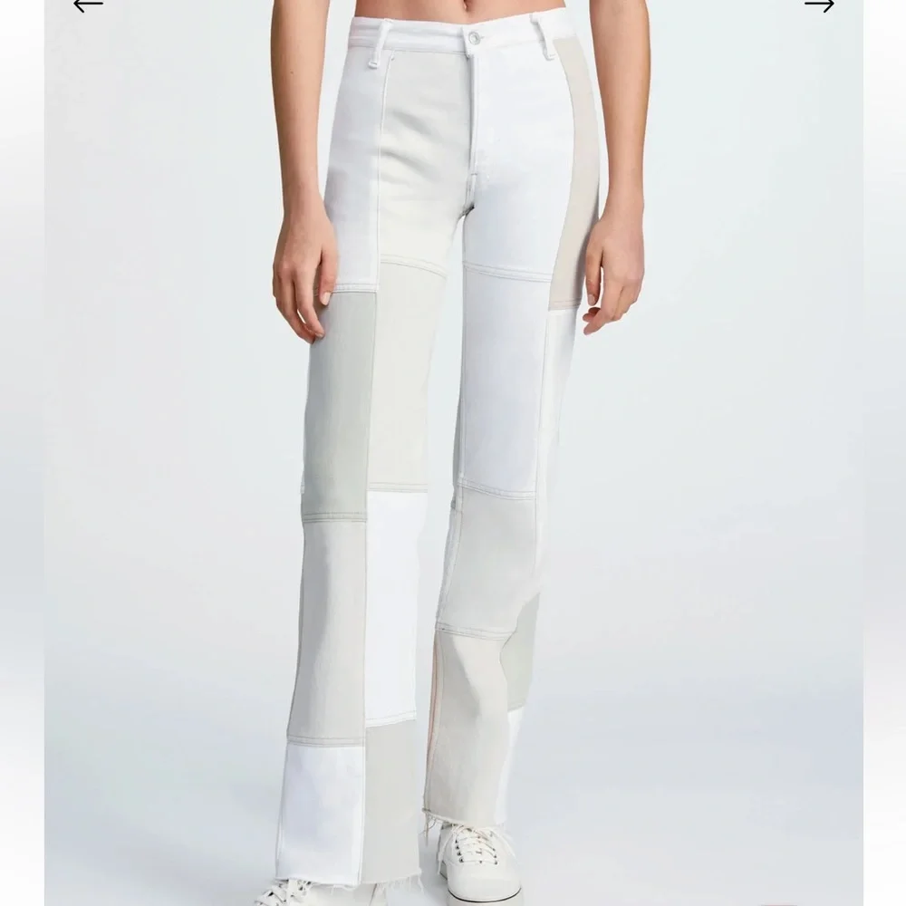 REDONE Beige Levi’s 70s Patched Wide Leg Pants Size 26 - Picture 1 of 7
